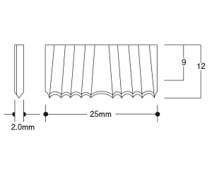 波釘（肩幅25.0mm長さ9mm）